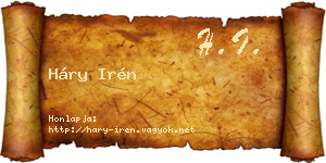 Háry Irén névjegykártya